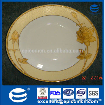 luxury golden fine bone china dinner set of flat plate